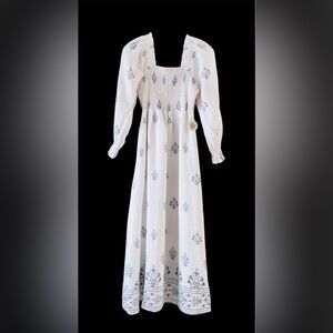 Spartina Riverly Smocked Lined Linen Midi Dress NWT Size XS Msrp $269